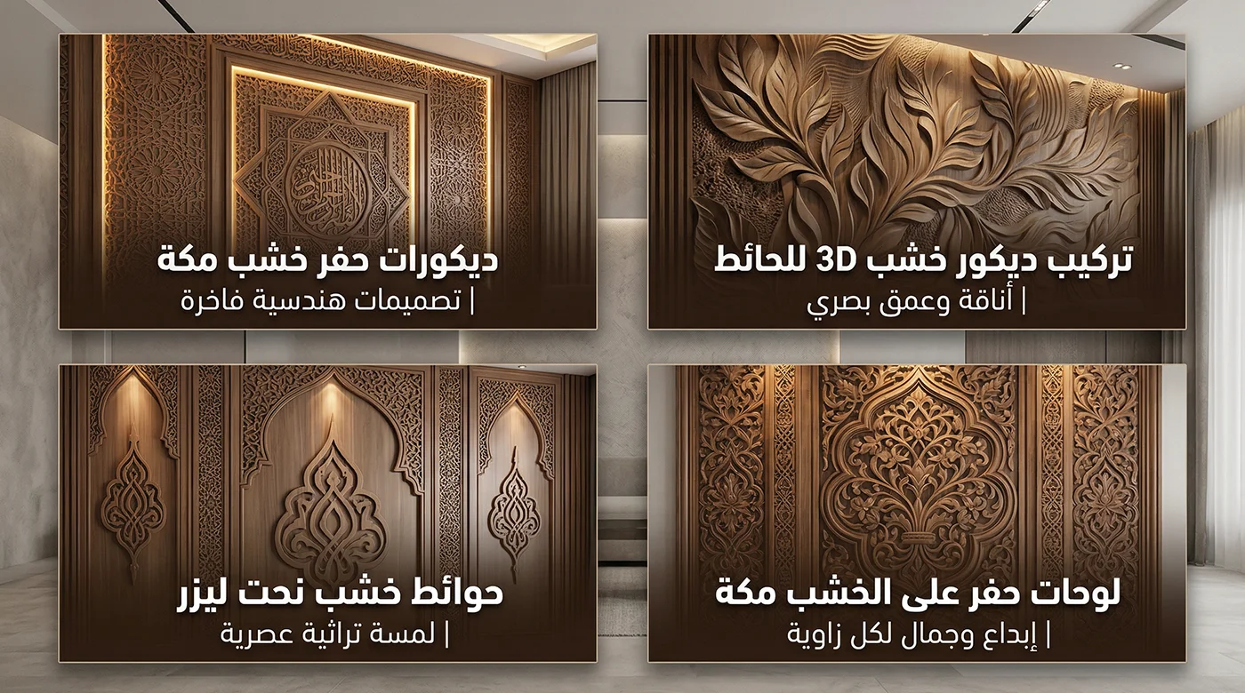 توريد وتركيب ديكورات خشب حفر ليز مكه